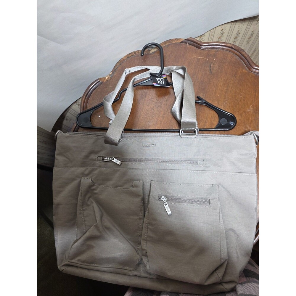 Baggallini Large Nylon Travel Work Tote Shoulder Bag Gray Organizer Pockets
